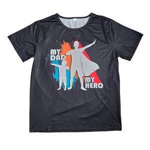 NWOT | "My Dad My Hero" Superhero Father & Son Graphic T-Shirt | Black | XL